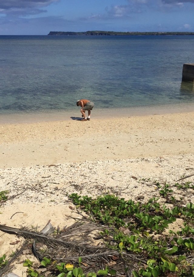 Day 12 - Bill Collecting his Guam Landing Beach Sand Sample