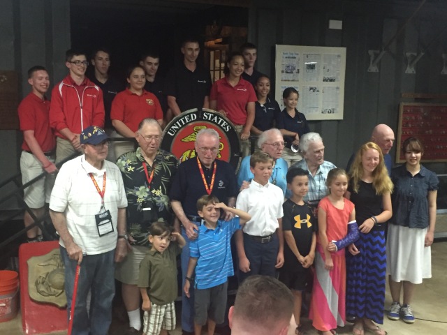 Day 12 - Final Banquet Group Photo of Six Iwo Jima Veterans, their Grand/Greatgrand Children and Marine Public Liaison .